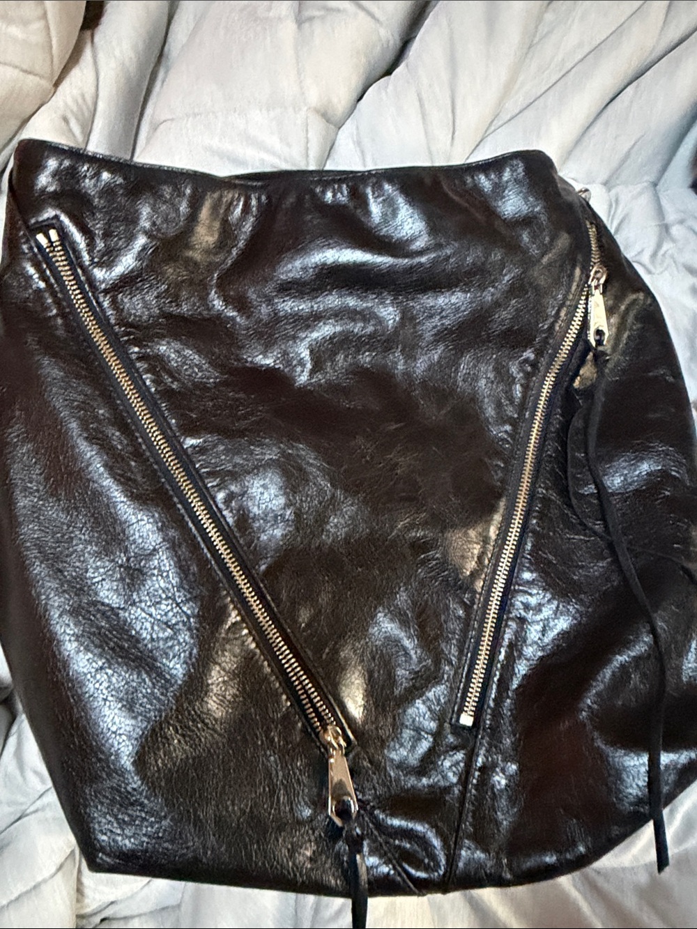 Rebecca Minkoff Moto Hobo Black LeatherZip-Accent Shoulder Bag Vintage - Picture 4 of 13